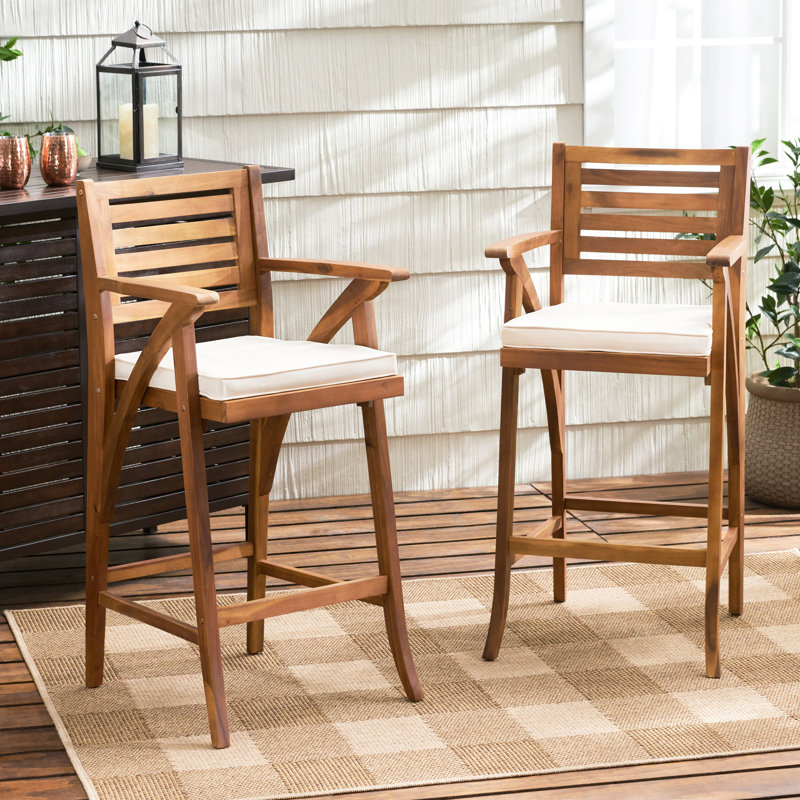 2 pièces en bois, assise confortable, résistant aux intempéries, hauteur de 45,75 po, cadre extérieur 2 pièces de 22,76 po de profondeur, sièges rembourrés, 46,42 po Hauteur, brun