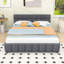Lit plateforme rembourré Queen Size avec tête de lit capitonnée à carreaux et support central en acier-1506137363