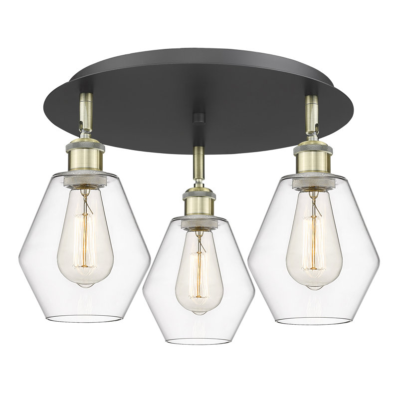 Amylea Glass Flush Mount, Clear, Black Antique Brass