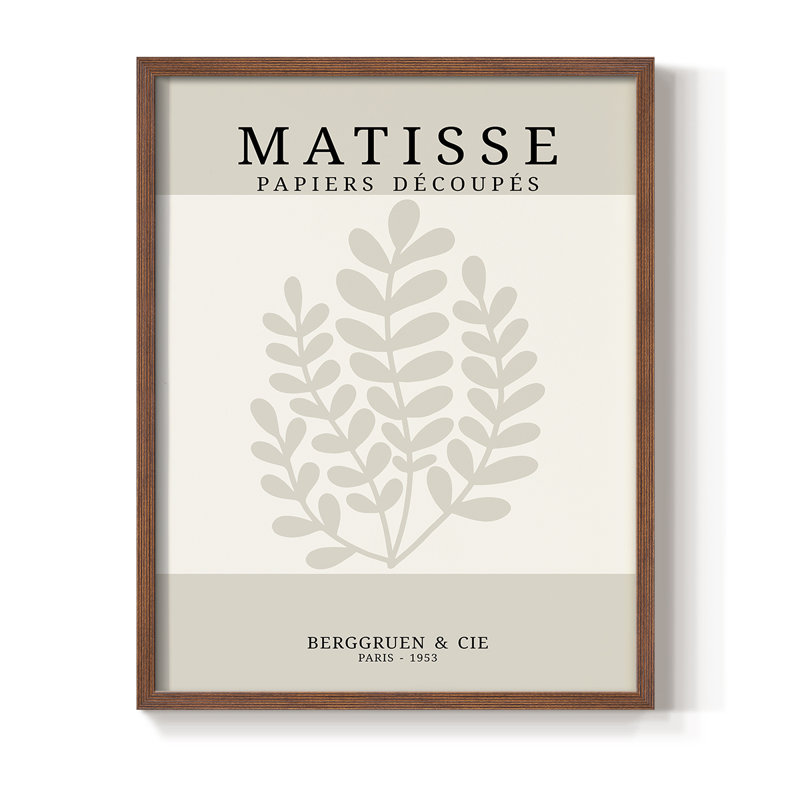 Matisse CDXVI, reproduction encadrée - bois massif, H 14 po x l 11 po, Cadre photo brun simple
