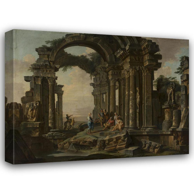 "Ruines romaines" par Giovanni Paolo Panini - Toile tendue avec châssis, H 18 po x l 14 po