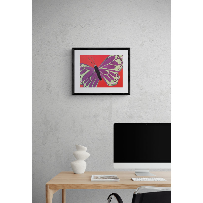 Butterfly by Sue Graef, Black Framed Canvas, 24" H x 32" W