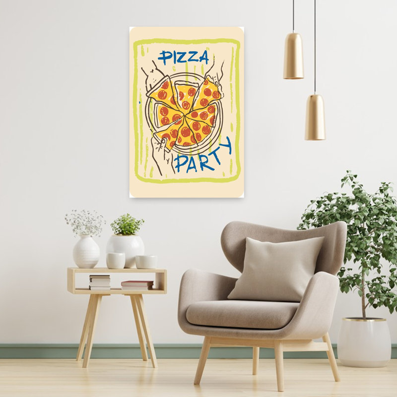 «Classic Pizza Party», reproduction d'art rétro rétro classique, 36" H x 24" W