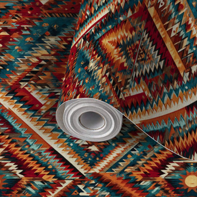 Peel and Stick Wallpaper Contact Paper Seamless Aztec Diamond Zigzag Ornamental Depth Self Adhesive and Removable 17.7in x 118in(45x300cm)