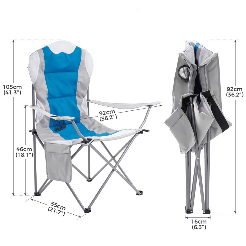 Folding Camping Chair, Blue/White