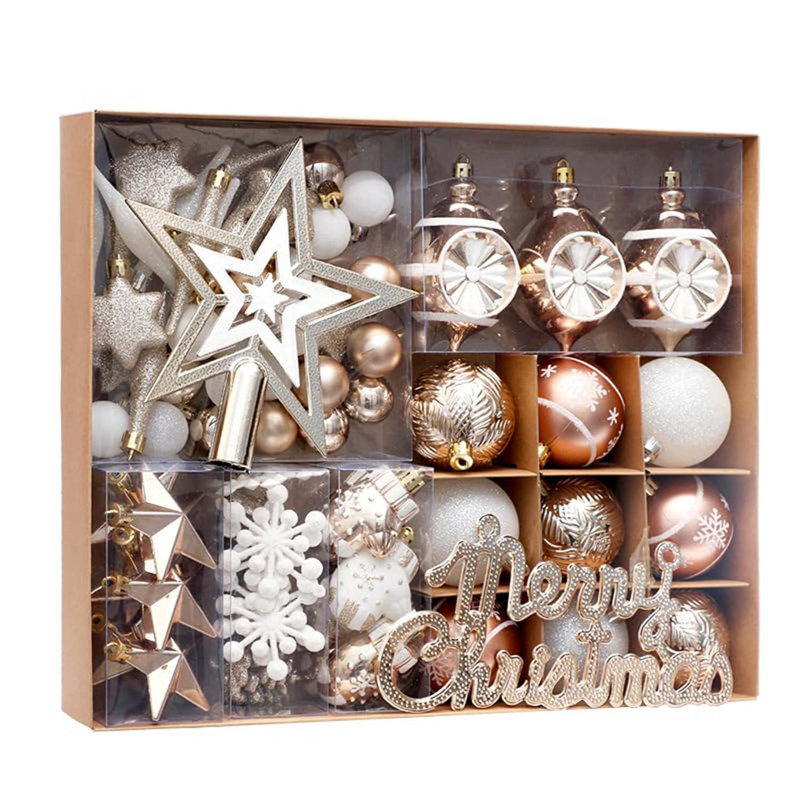 Ensemble de 70 boules de Noël décoratives, Doré