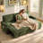 L‑Shaped Corduroy Pull‑Out Sofa Bed with USB Charging, Cup Holders & Storage Chaise-272282361