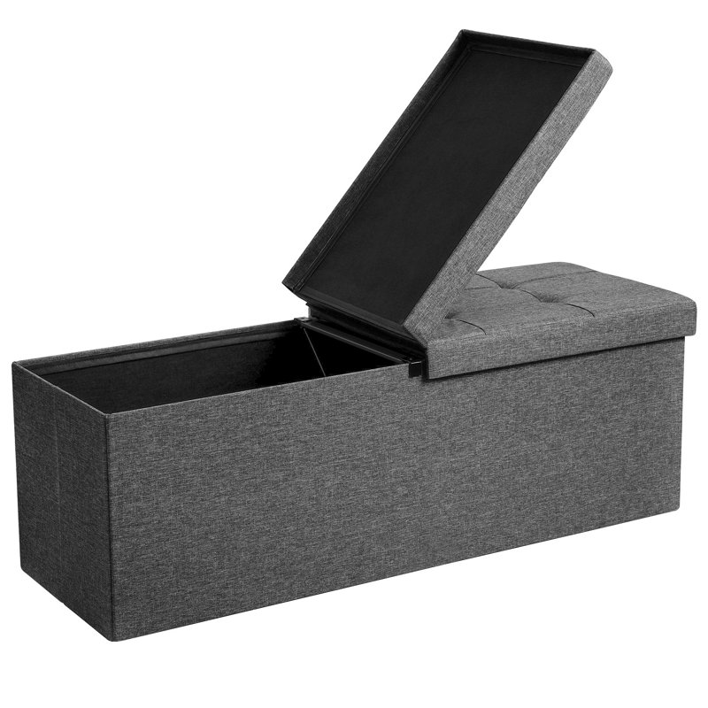 Storage Ottoman, 15" H x 43" W x 15" D, Slate Gray