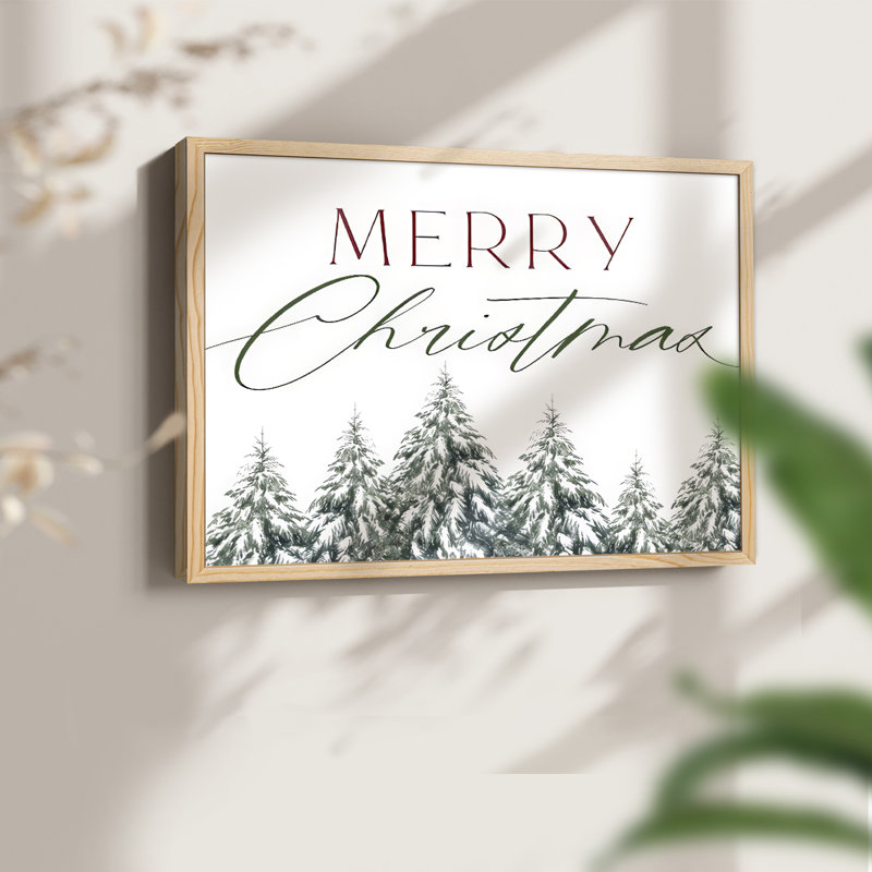 Merry Christmas Trees - Reproduction encadrée - Restickable, H 8 po x l 10 po, Naturel