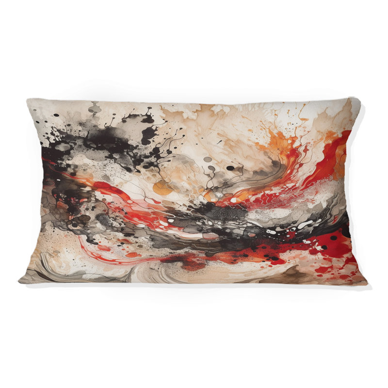 Agate rouge rouge et noire II - Coussin décoratif imprimé abstrait