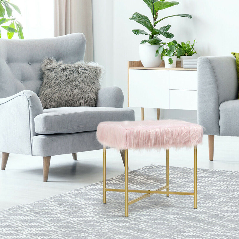 Tabouret en métal Sawin, Rose
