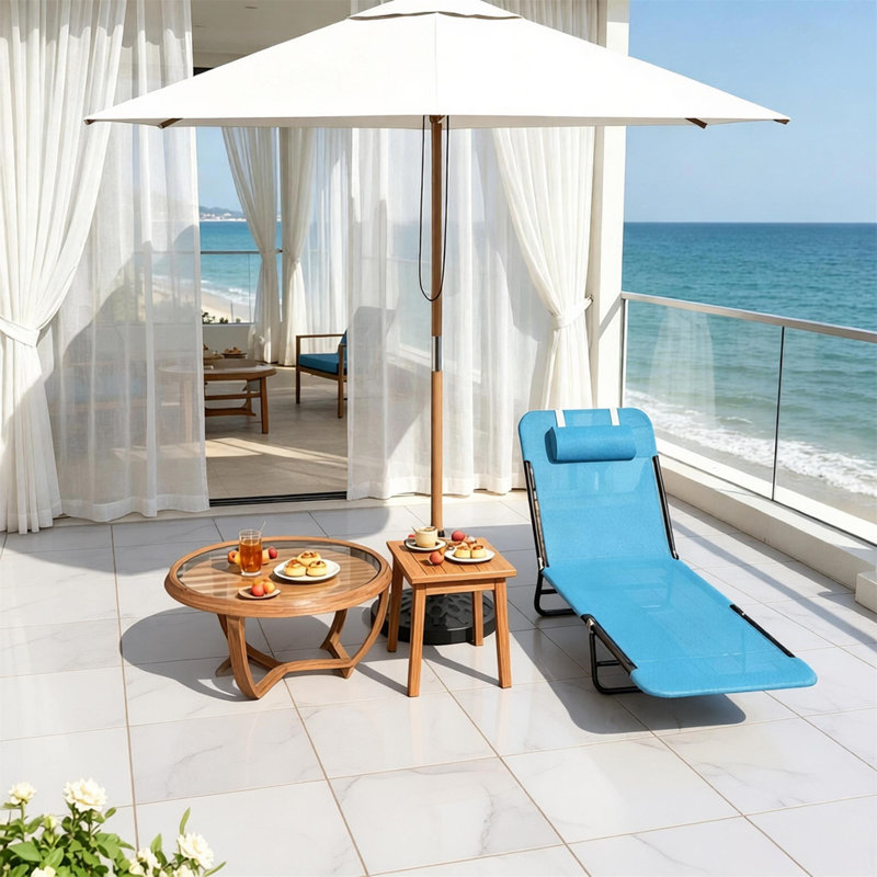 Chaise de bronzage d'extérieur, Bleu