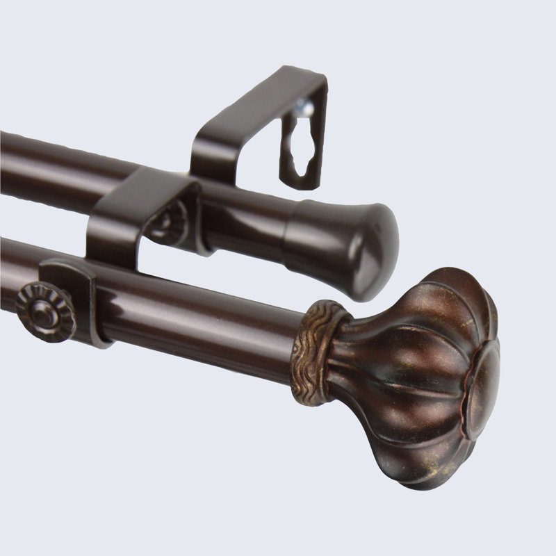 Tringle à rideaux double réglable Darcey (ensemble de 2), l 66 à 120 po, Cacao