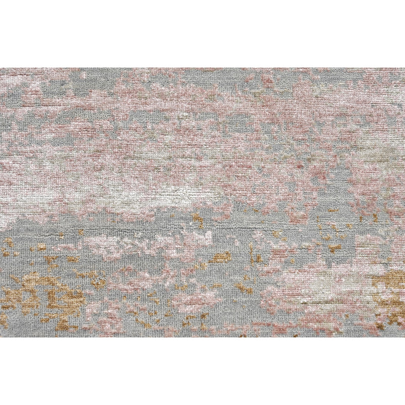 Tapis argenté et brun de haute qualité noué à la main