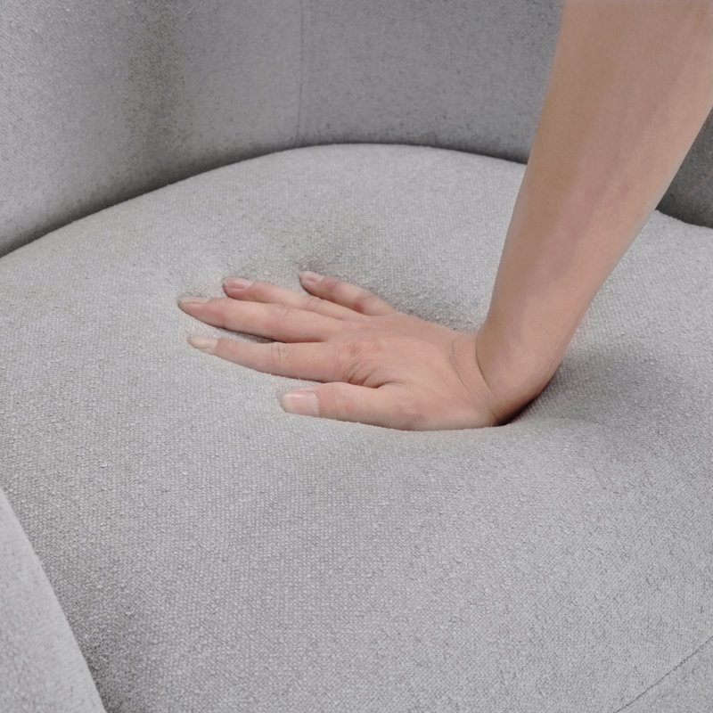 Fauteuil demi-tonneau - Tissu gris clair rembourré avec fonction pivotante en bois massif et meubles de salon de style contemporain et luxueux
