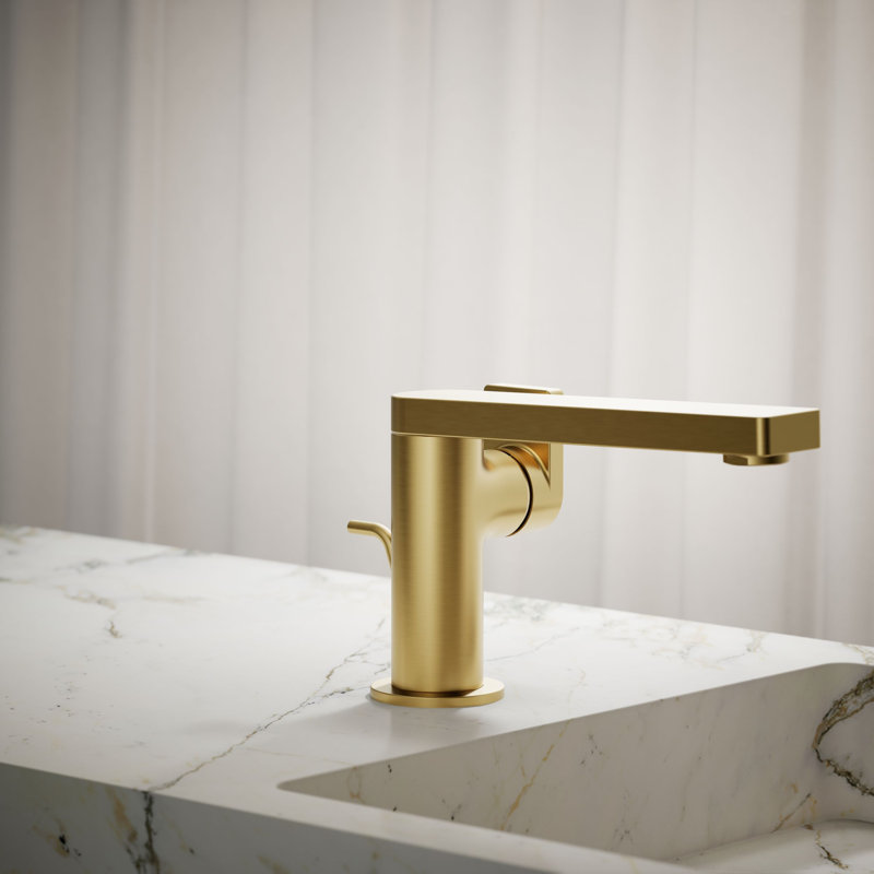 Composed Single-Handle Bathroom Faucet with Drain Assembly, Vibrant Brushed Moderne Brass