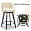 Tabouret de bar pivotant, siège en cuir d'unité centrale 27,5 po avec dossier capitonné, pieds en bois massif, tabouret de bar à hauteur de comptoir, tabouret de bar pivotant, siège en cuir d'unité centrale 27,5 po avec dossier capitonné, pieds en bois massif, chaises de bar-492497767