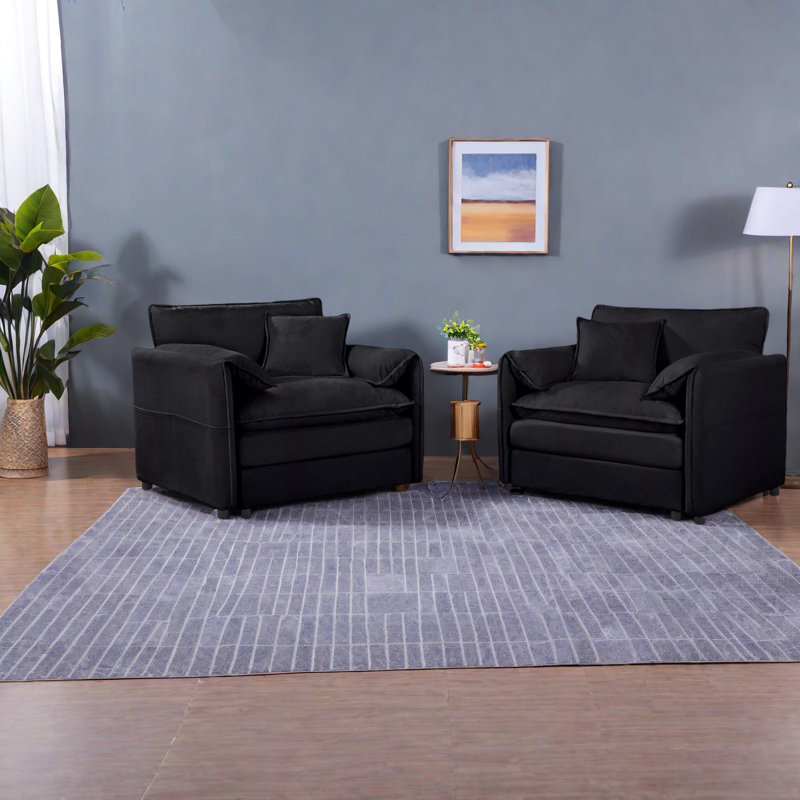 Chaises d'appoint modernes en chenille, grands fauteuils de lecture confortables, ensemble de 2 pour le salon