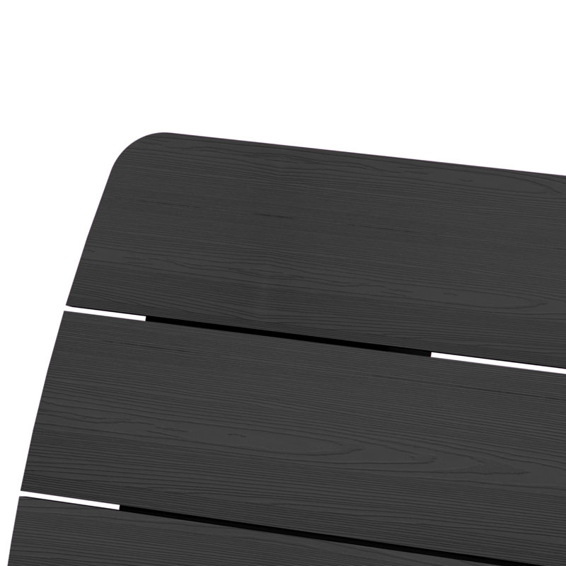  Table de salle à manger rectangulaire en PEHD pour l'extérieur avec trou pour parasol, Noir