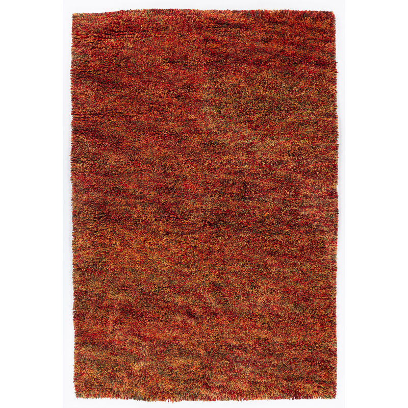 Izzie Wool Area Rug in Red, Rectangle 5' x 7'6"