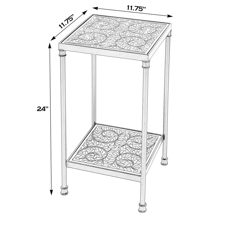 Lana Resin and Bone Inlay Side Table, Black Bone Inlay