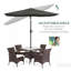Parasol de table d'extérieur rectangulaire 6,5 pi x 10 pi avec manivelle et bouton poussoir inclinable, gris foncé-702775787