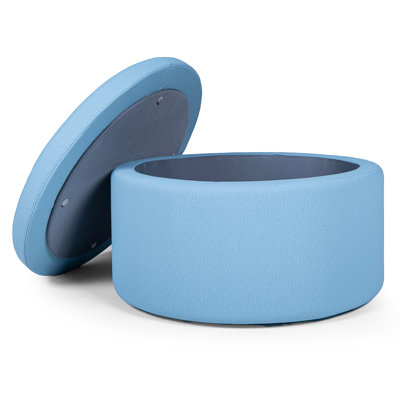 27" Round Storage Ottoman with Lift-Top Lid and Hidden Storage