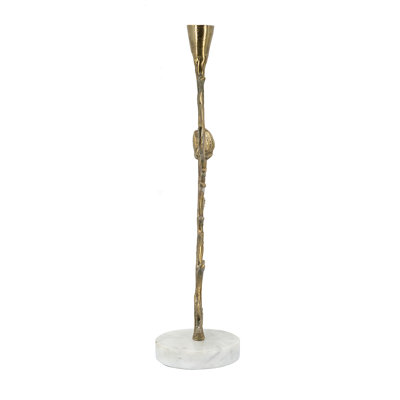 Gold Multi-Taper Holder With Intricate Branch Design And White Marble Stand