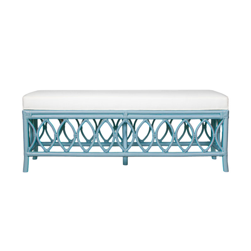 Lillian Upholstered Bench, Pool Blue