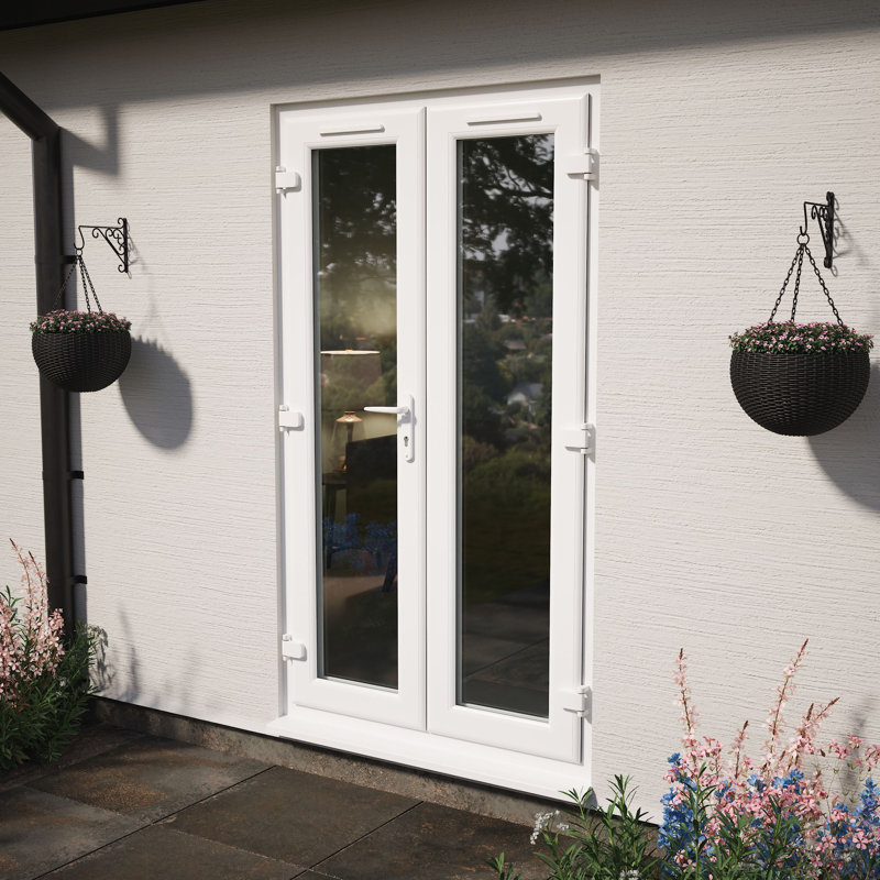 Crystal uPVC White Clear French Door Left hand master 150mm Cill Included 1690mm x 2055mm Clear Glazing, 1290mm x 2090mm