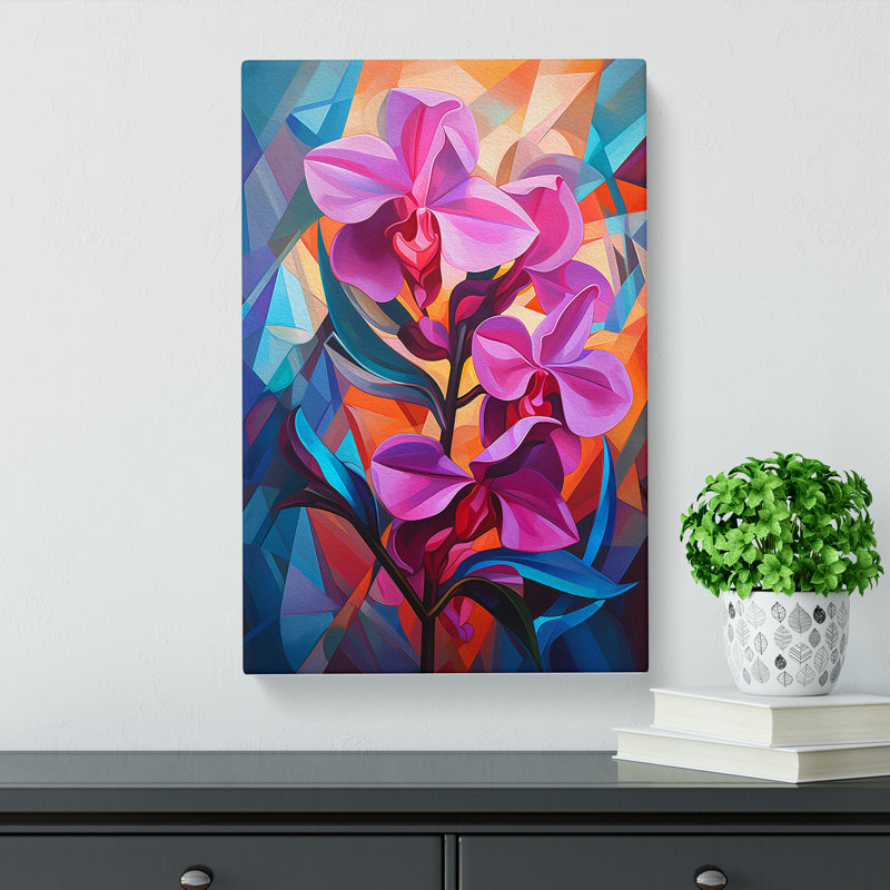 Orchid Flower Cubism - Print, 76cm H x 50cm W x 3cm D