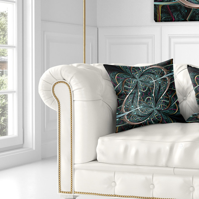 Coussin décoratif fleuri vert foncé, 18 po x 18 po, Carré