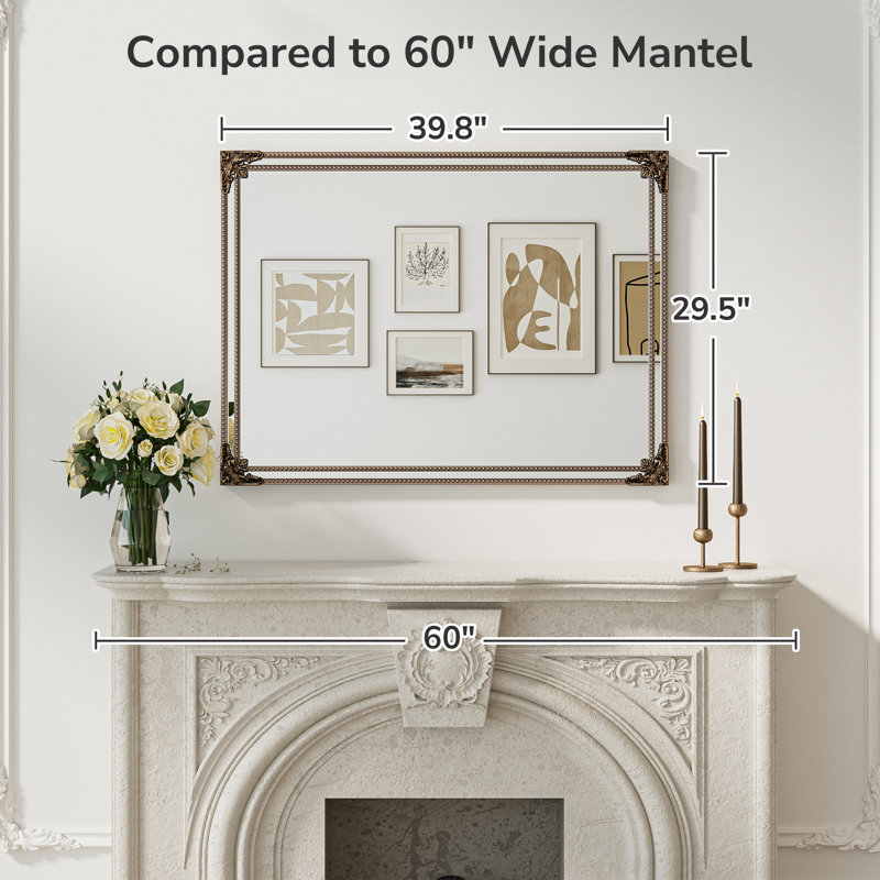 Iron Rectangle Mirror, 101.6cm x 76.2cm, Antique Black