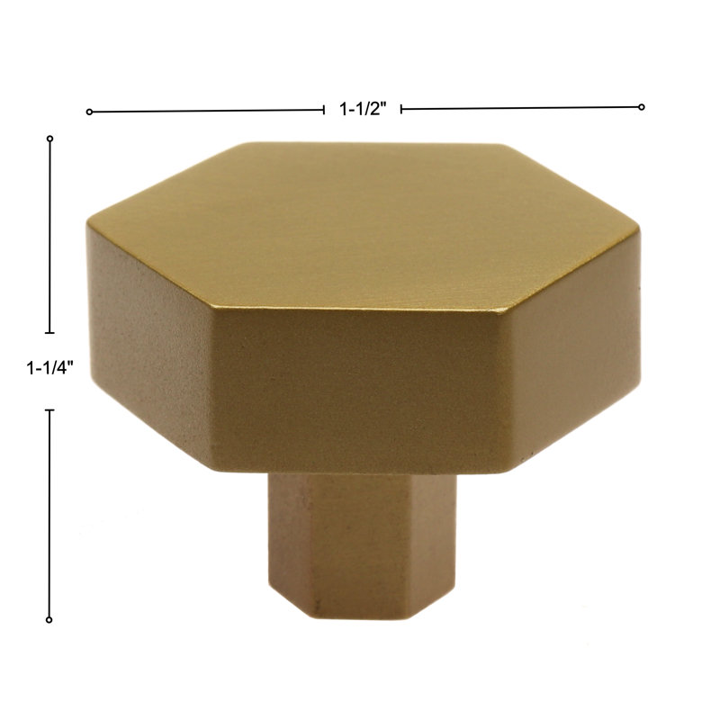 1 1/2" Length Geometric Knob Multipack, Satin Gold
