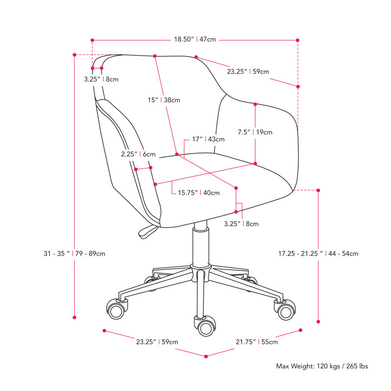 Chaise de travail Marlowe, Bleu foncé