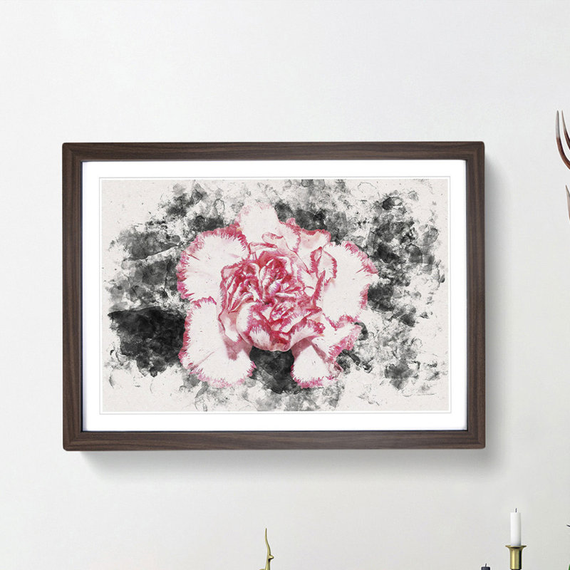 Pink Carnation Flower - Framed Print, 33cm H x 45cm W x 2cm D, Walnut Framed