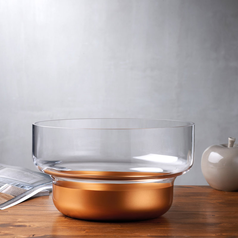 Contour Serving Bowl, Clear/Copper