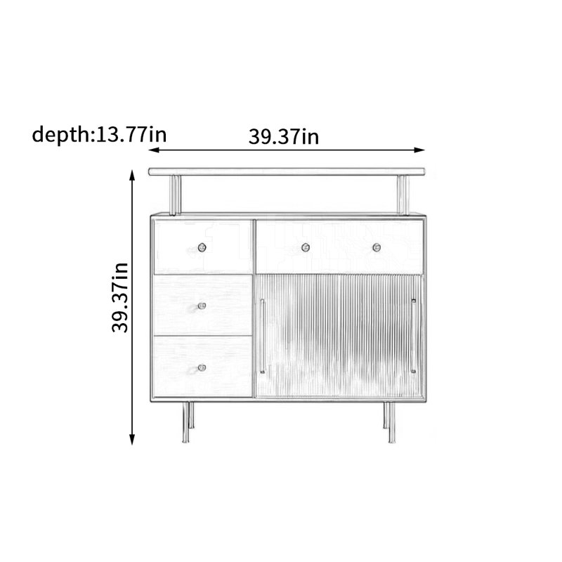 Armoire décorative à grande capacité de rangement Retro, H 39,37 po x l 39,37 po x P 13,77 po