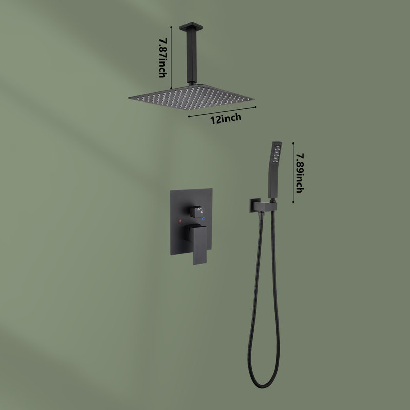 Complete Shower System with Rough in-Valve, Matte Black