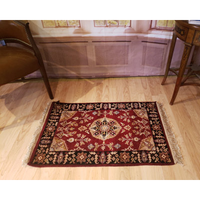 Ella-May Hand-Knotted Wool Tabriz Burgundy/Black Rug
