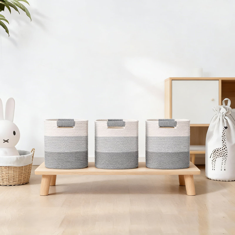 6 Pack Cube Storage Bins, Woven Cotton Rope Organizer Baskets For Shelves, Closet, Nursery, Bathroom & Home Organization, Foldable Storage Containers