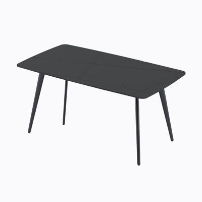 Black Sintered Stone Dining Table, 70.86'', 12mm Porcelain Top -  Ivy Bronx, A411B65209A4407F915182DD8A271600