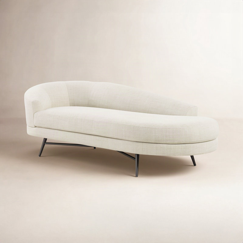 Carmela Upholstered Chaise Lounge, Carbon Black, Left-Arm Chaise, Irving Taupe Polyester Blend
