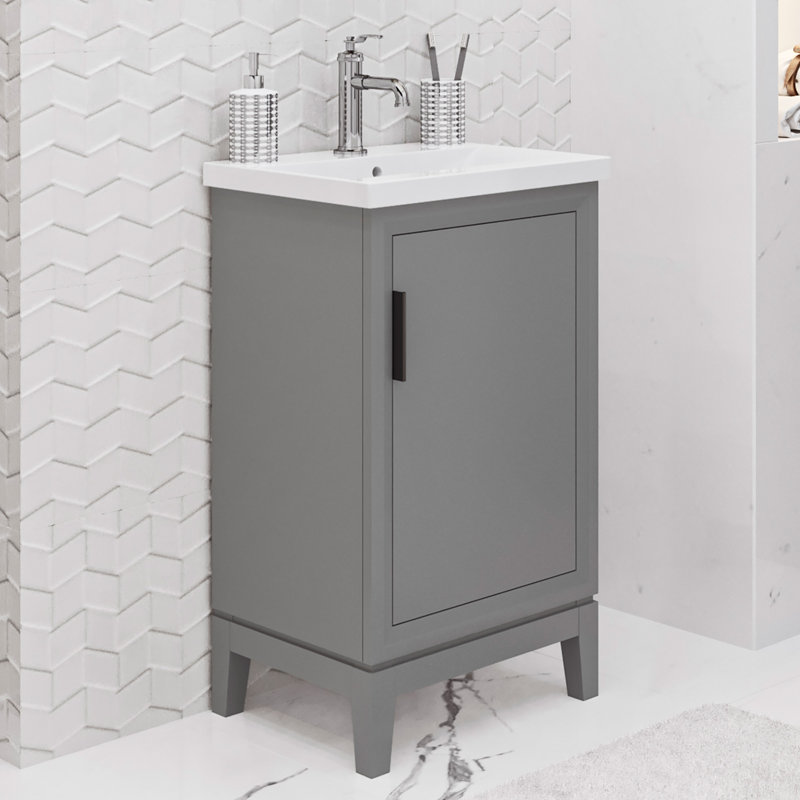Ensemble de meuble-lavabo simple 21 po Finkbeiner, Gris cachemire, Noir mat