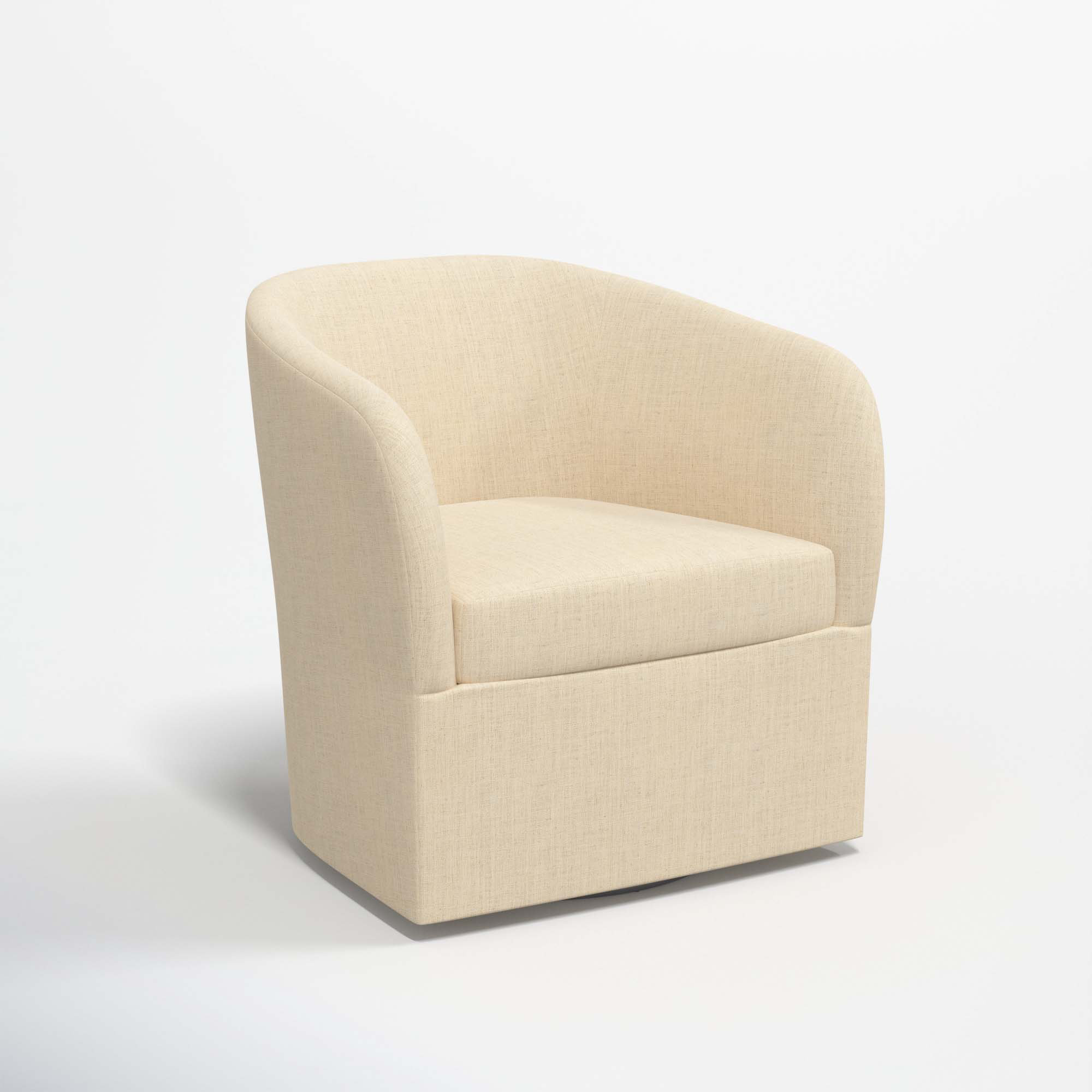 Lesia Upholstered Swivel Barrel Chair, Classic Linen Linen
