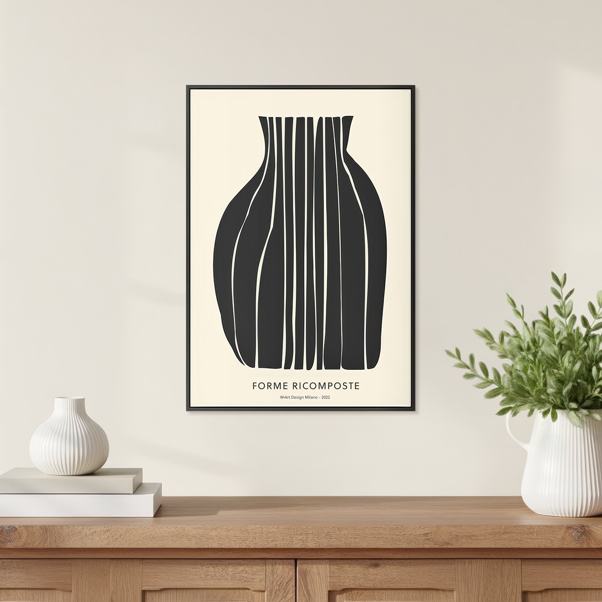 Compostion In Black by Romina Gadler, Black Framed Canvas, 20" H x 14" W x 1.25" D