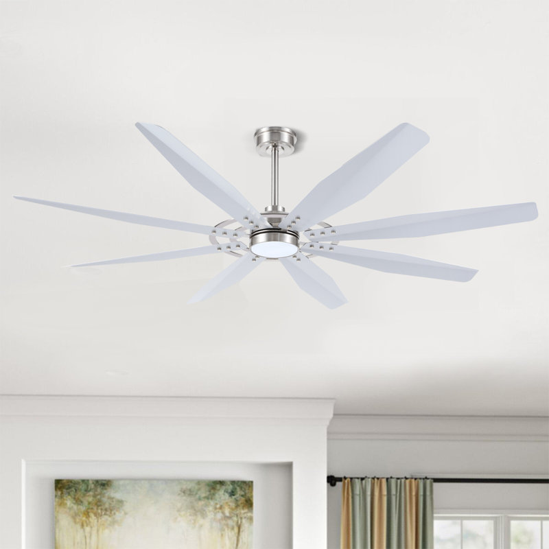 Ventilateur de plafond 72 po avec télécommande Fianna, Nickel, Nickel, 72 po de largeur