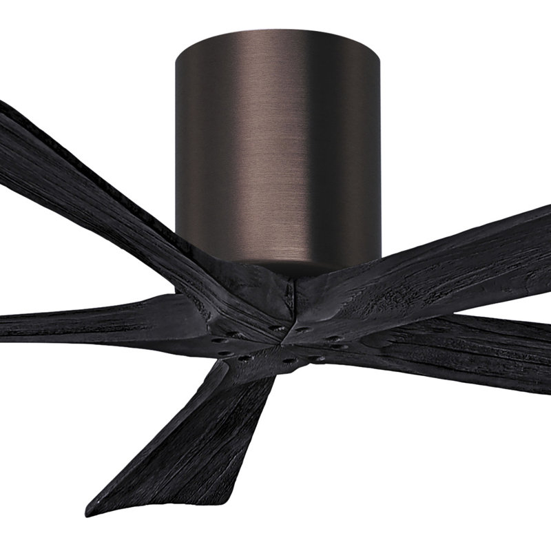 60" Irene 5-Blade Hugger Ceiling Fan with Wall Remote, Brushed Bronze, Matte Black, 52"