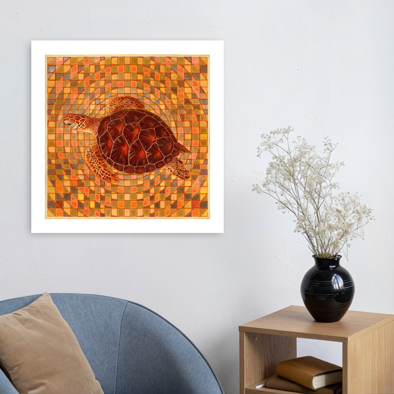 Geometric Sea Turtle Abstract Contemporary Turtle Wall Art Print 1 Piece Wrapped Canvas Wall Art, 60.96cm H x 60.96cm W