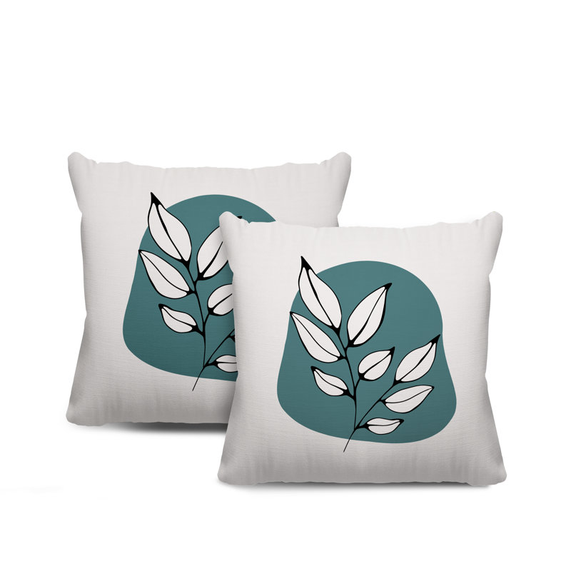 Jeté carré en polyester / mélange de polyester intérieur / extérieur, L 19 po x H 19 po, Émeraude / beige